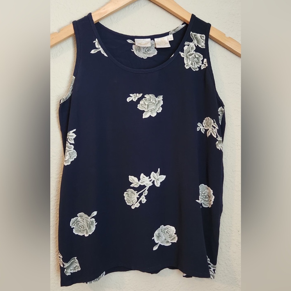 Floral Navy Tank Top